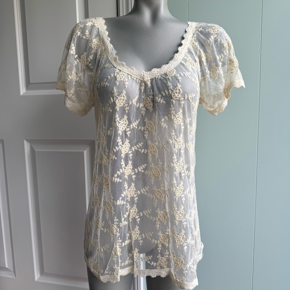 Sundance Sheer Floral Ivory Top